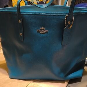 Teal Coach Tote Bag